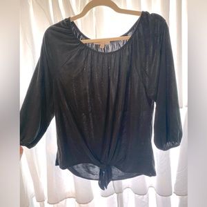 Black tie knot blouse
